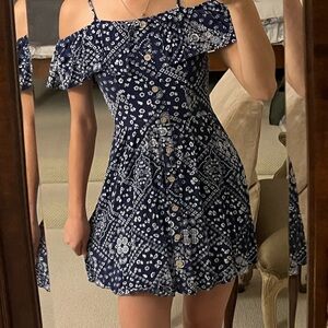 Navy Blue Off-Shoulder Dress